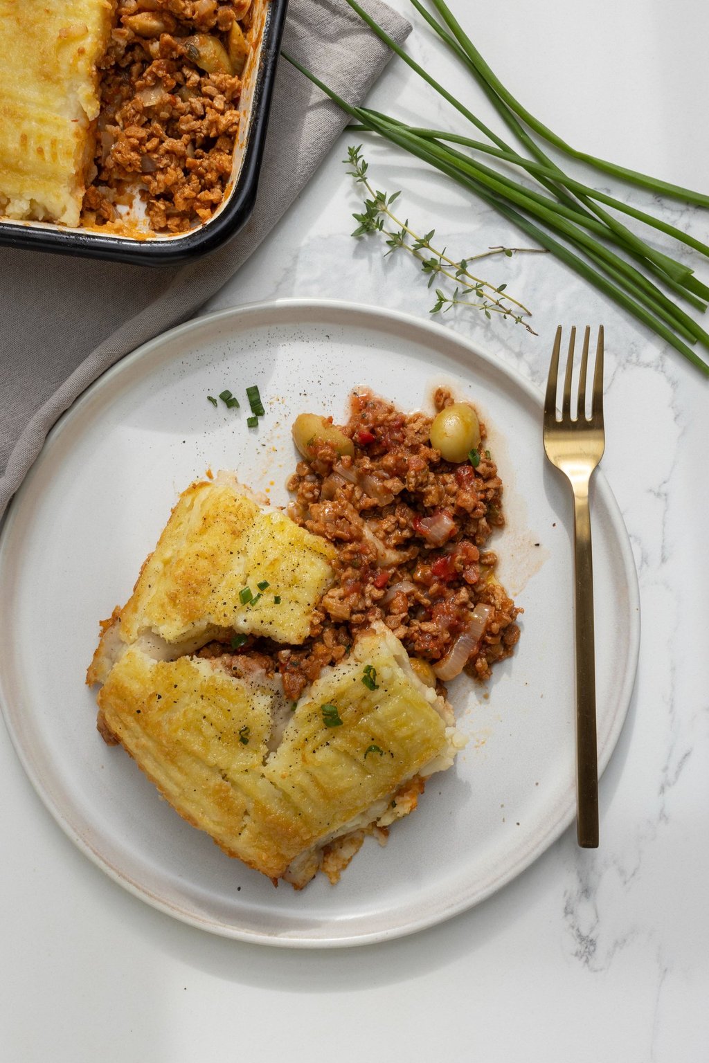pastel de papa vegano