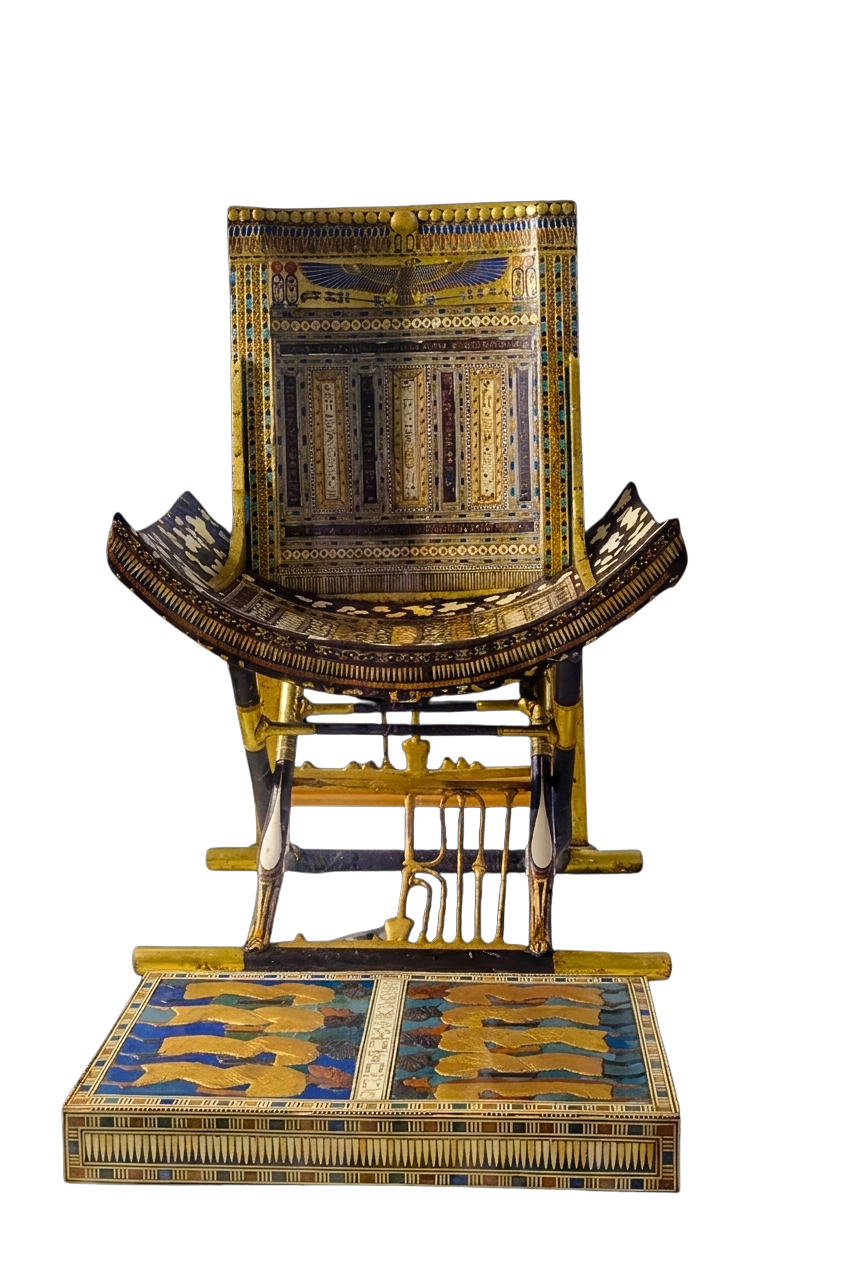 Trône de Toutankhamon, modèle de la copie de musée entreprise par l'Atelier l'Am'arante