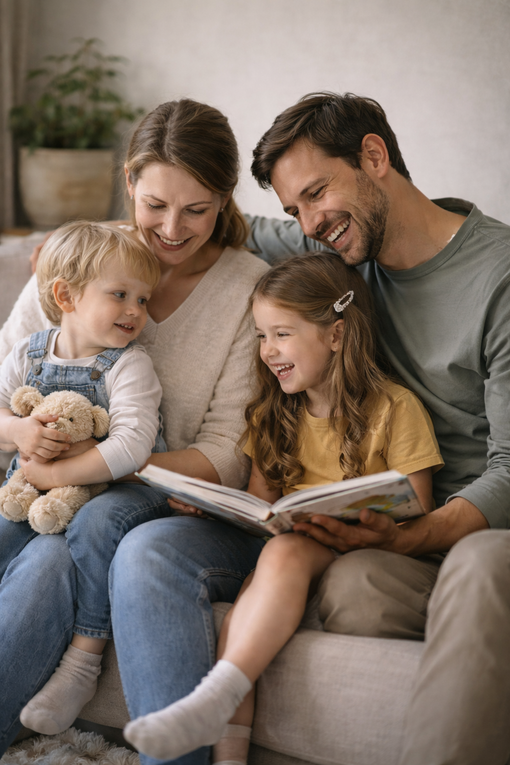 Family reading books together