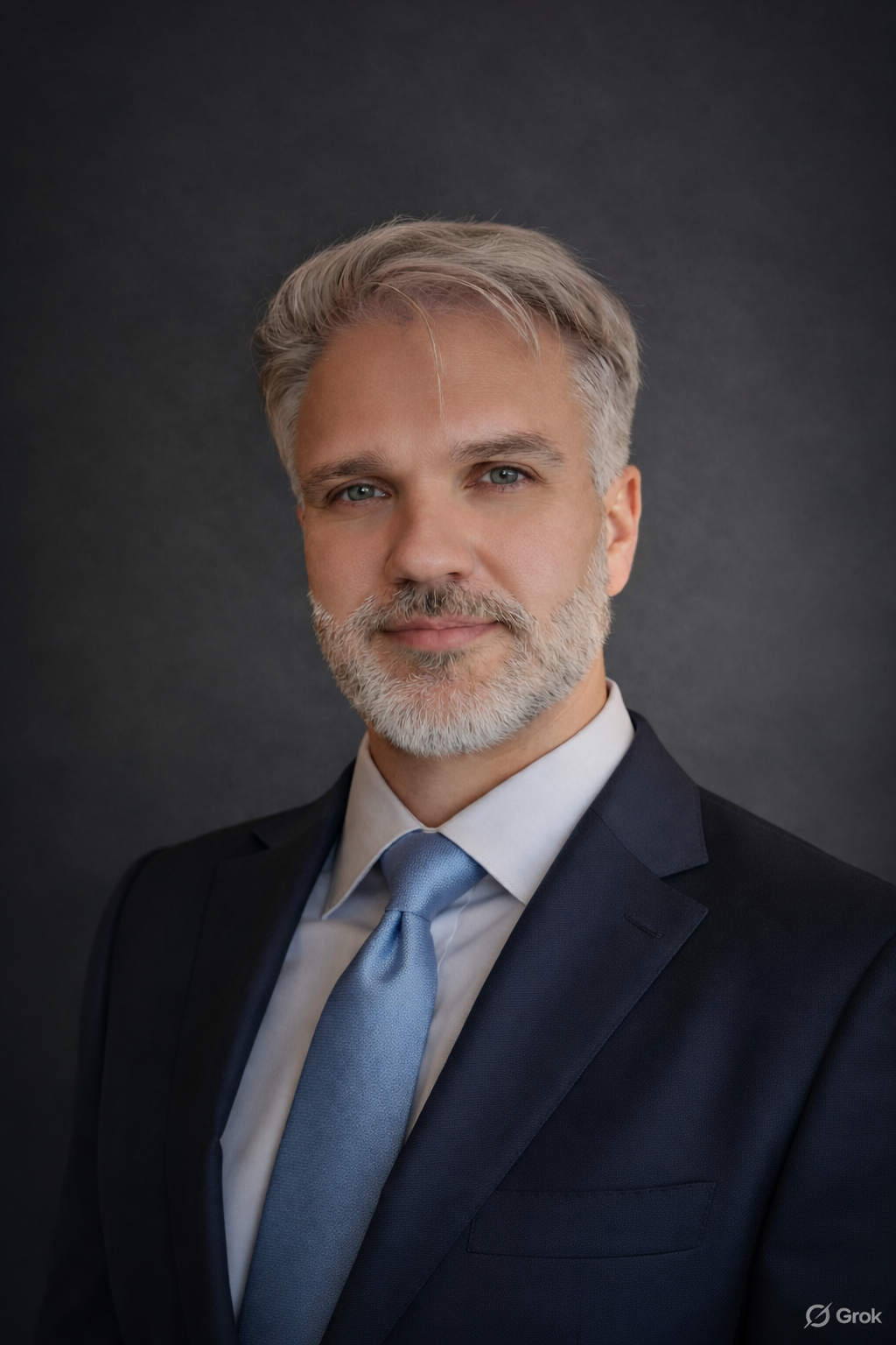 a man in a suit and tie with a blue tie Karolis Suminas