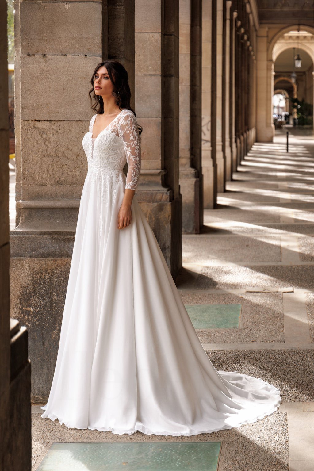 robe de mariée boheme en mousseline et dentelle essonne DM COUTURE