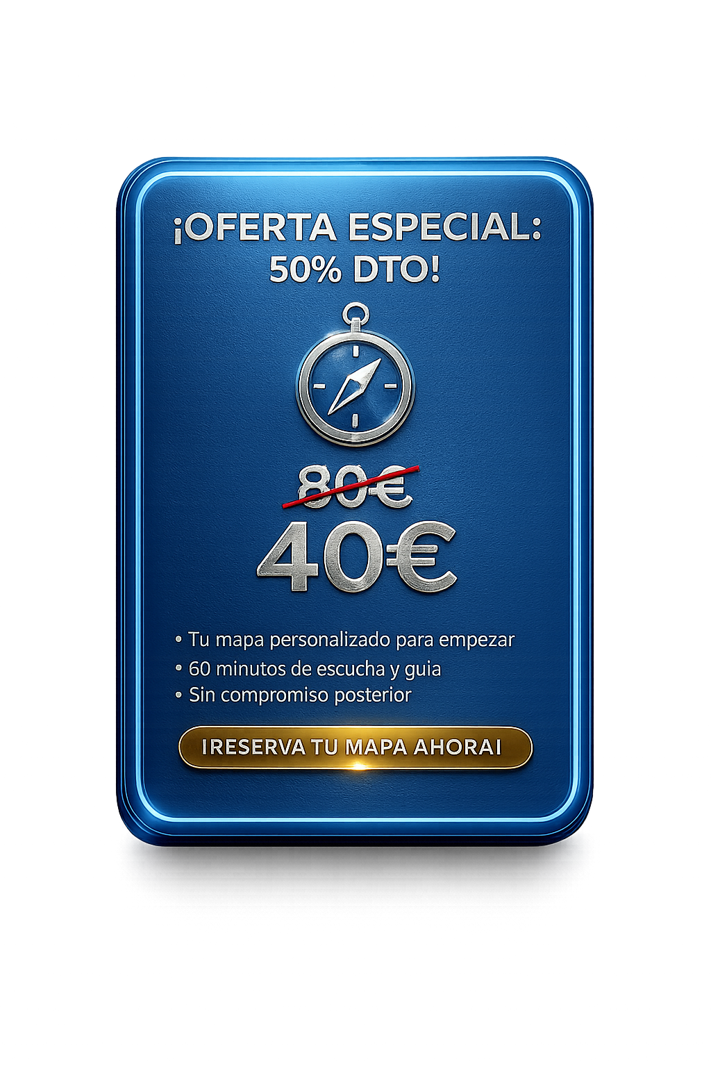 Oferta especial 40 euros sesion de 60 minutos más mapa personalizado