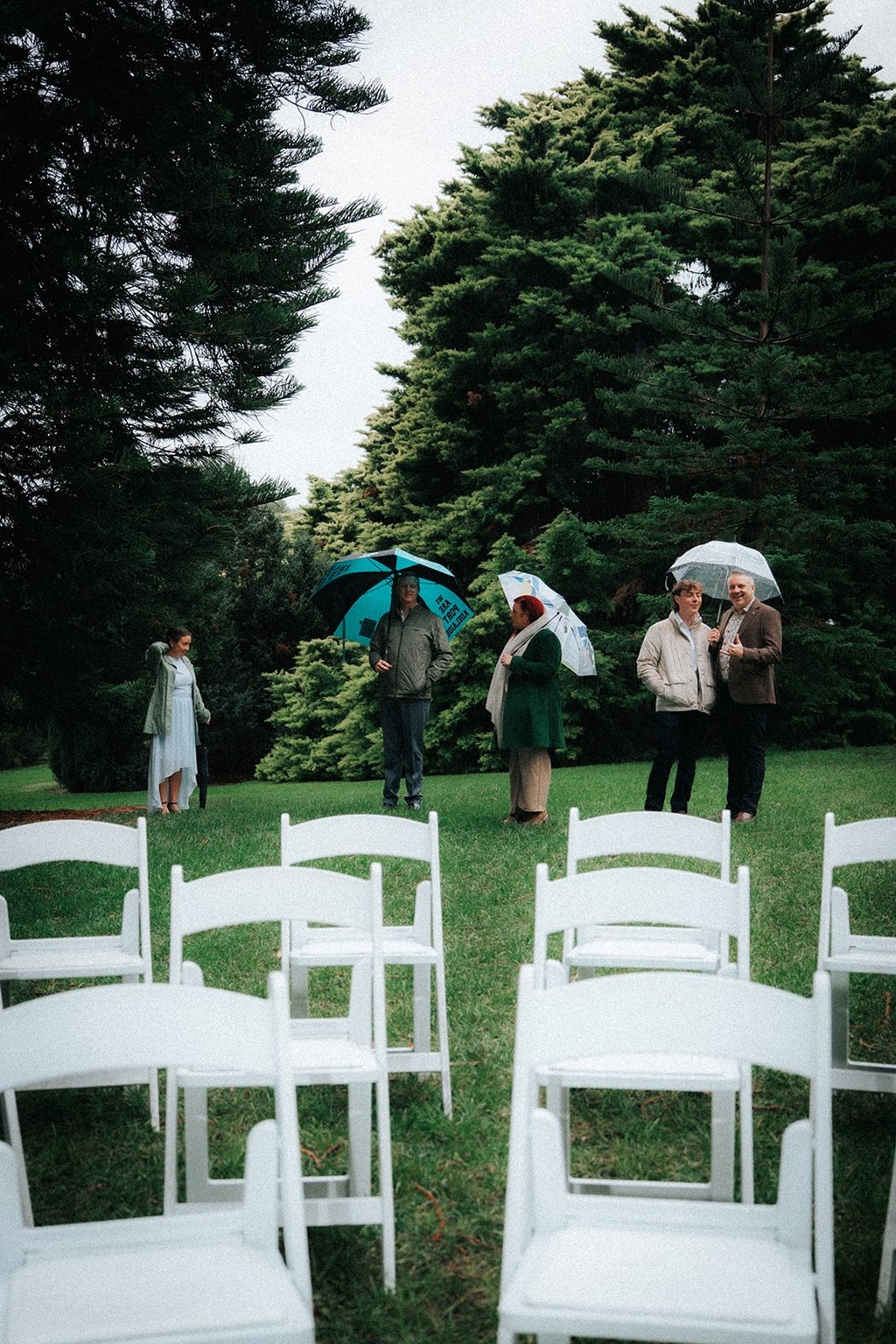 Bride and groom during their outdoor wedding ceremony at Adelaide Botanic Garden