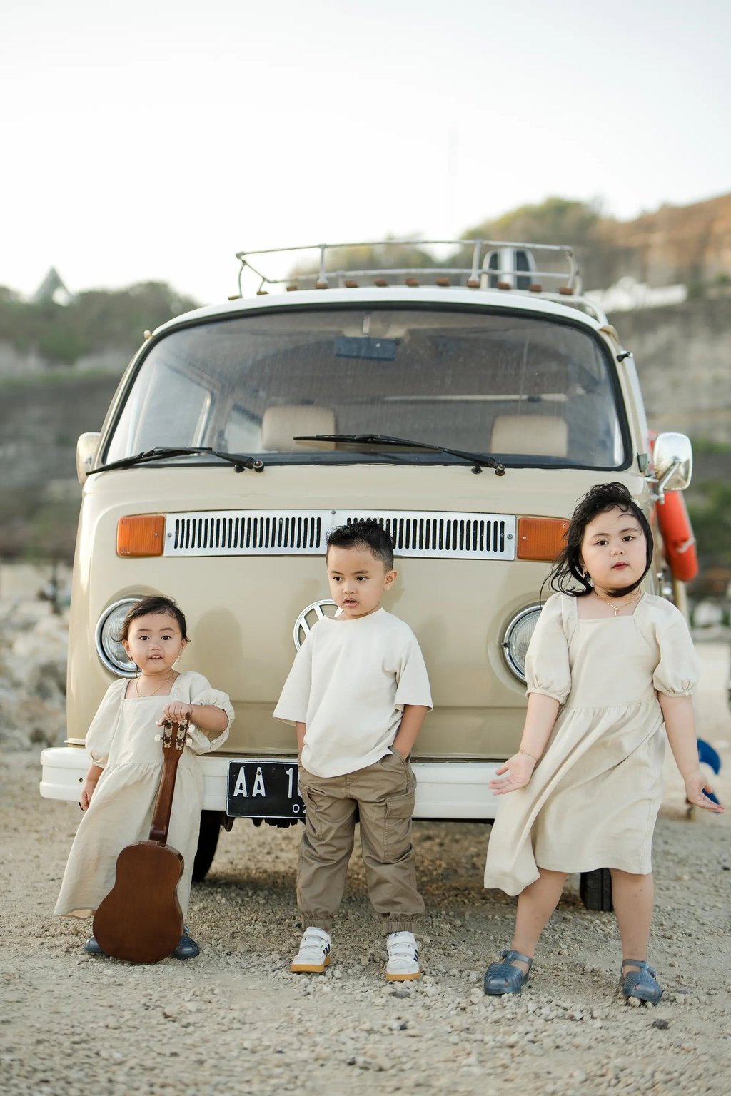 Candid children portrait during Ilham family beach photography session at Melasti Beach Bali