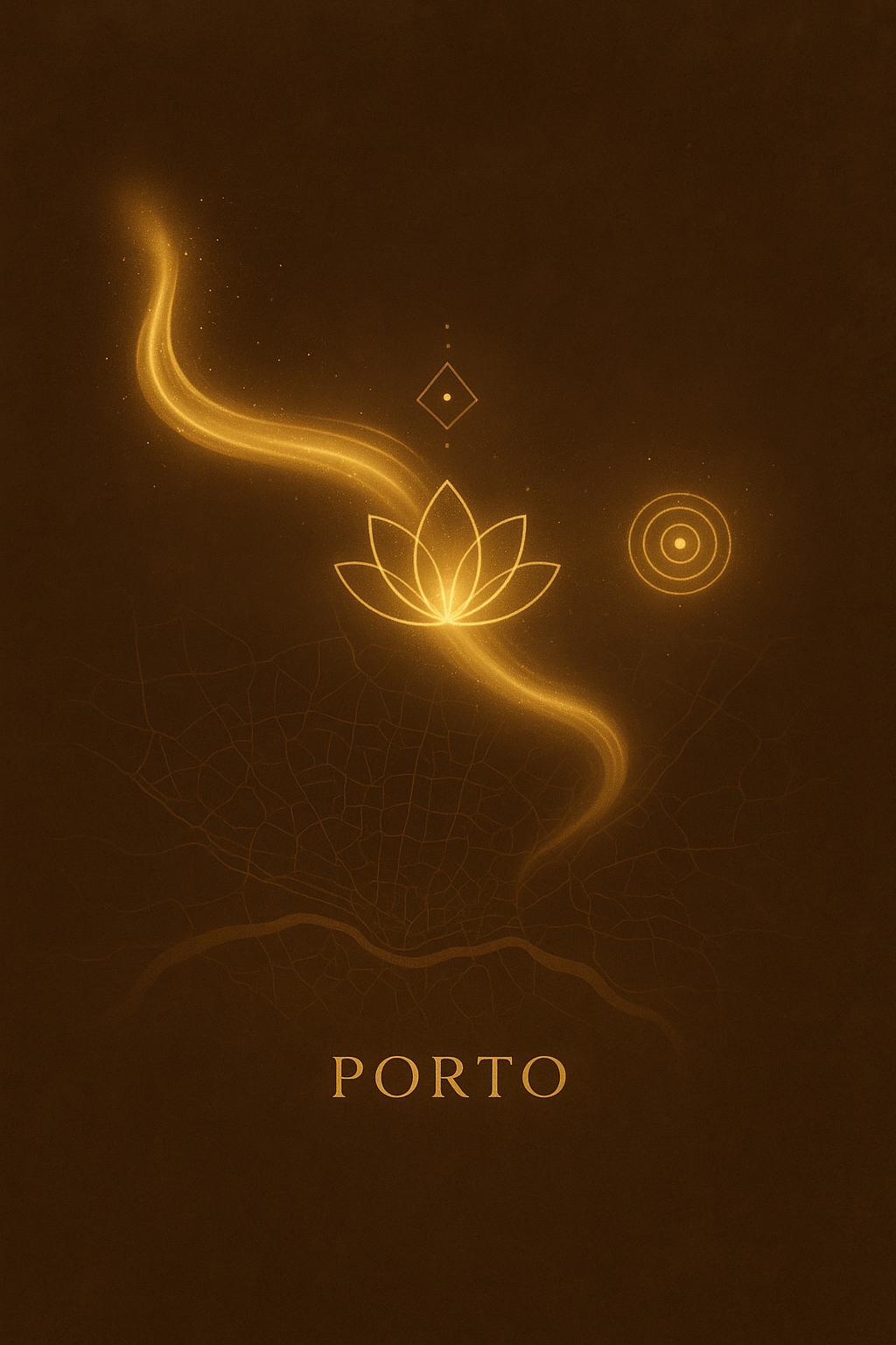 um pôster de uma flor de lótus em um quarto escuro