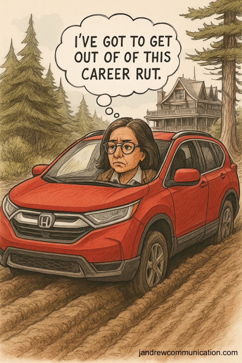 woman in car stuck In a career rut