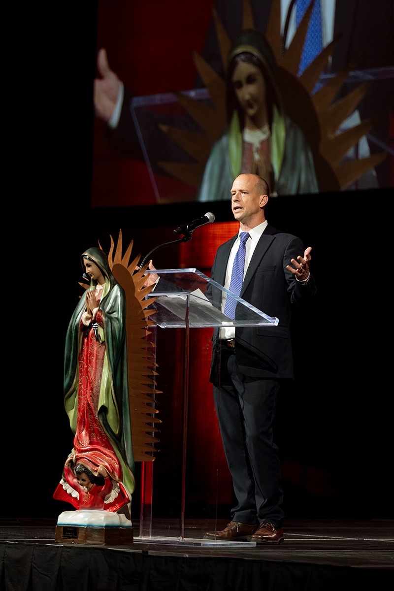 Deacon Mark Campbell at the Fr. Mike Schmitz with Iowa Catholic Radio Event