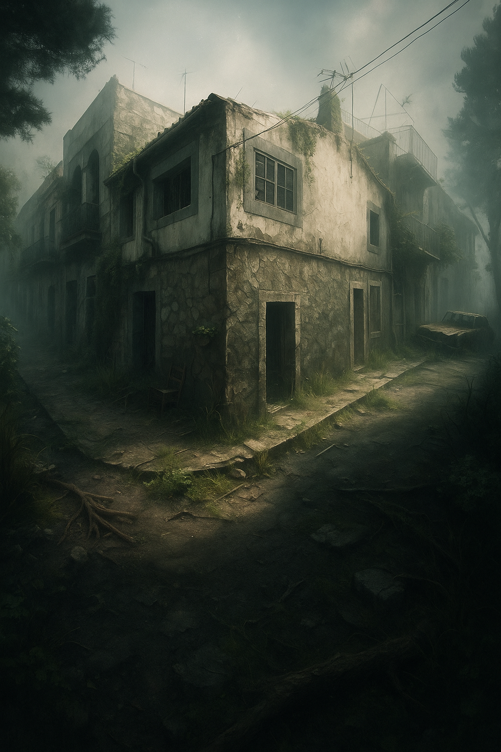 a building with a building in the middle of it casco antiguo de Portocolom