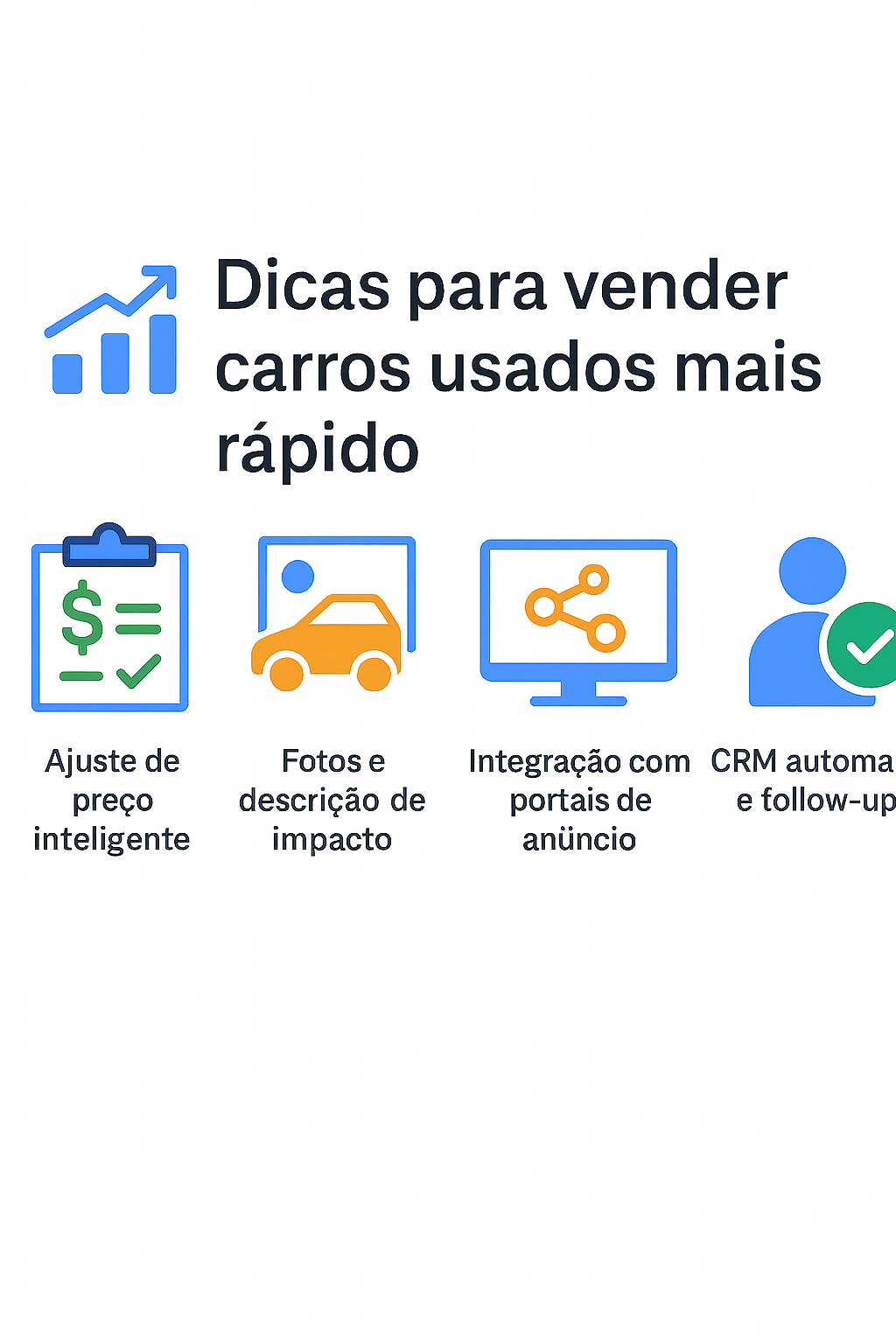 Infográfico com dicas para vender carros usados mais rápido em revendas de veículos