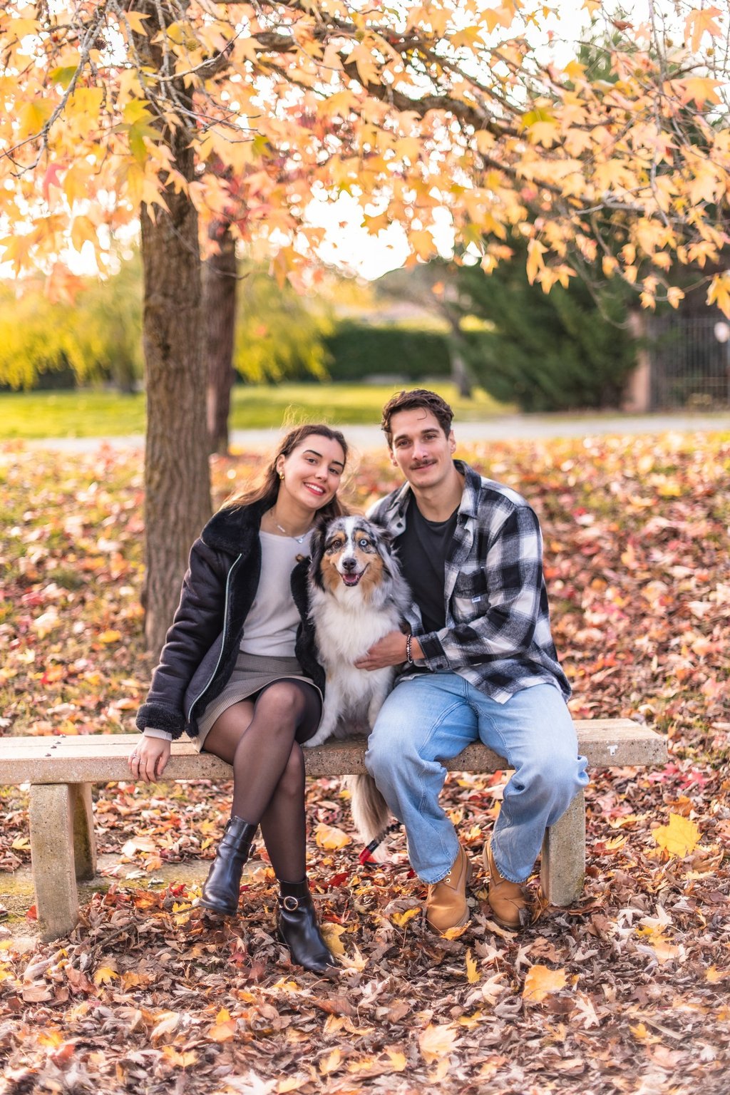 photo d'un couple avec leur chien à Toulouse
