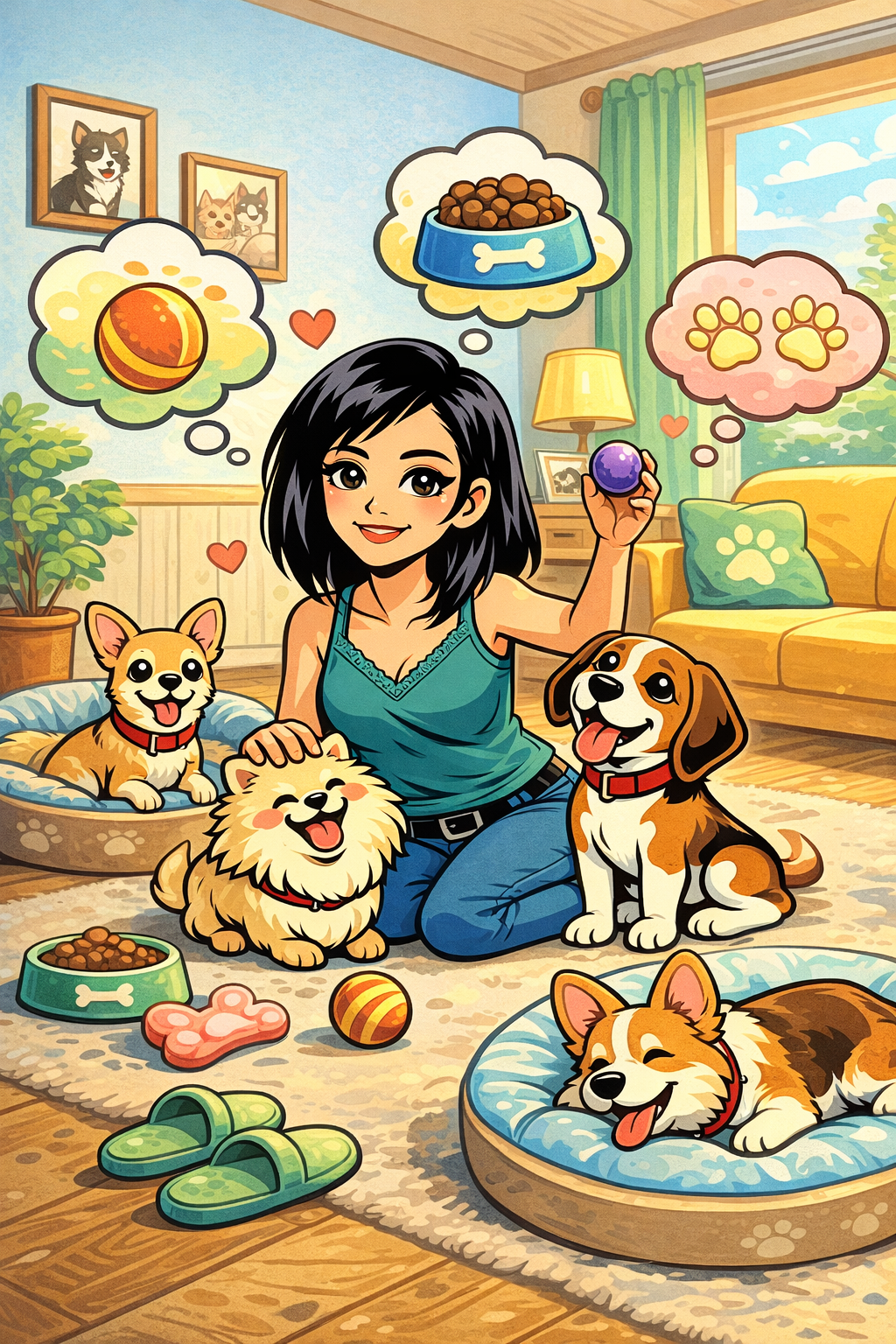 Casa doguitos jugando con perritos