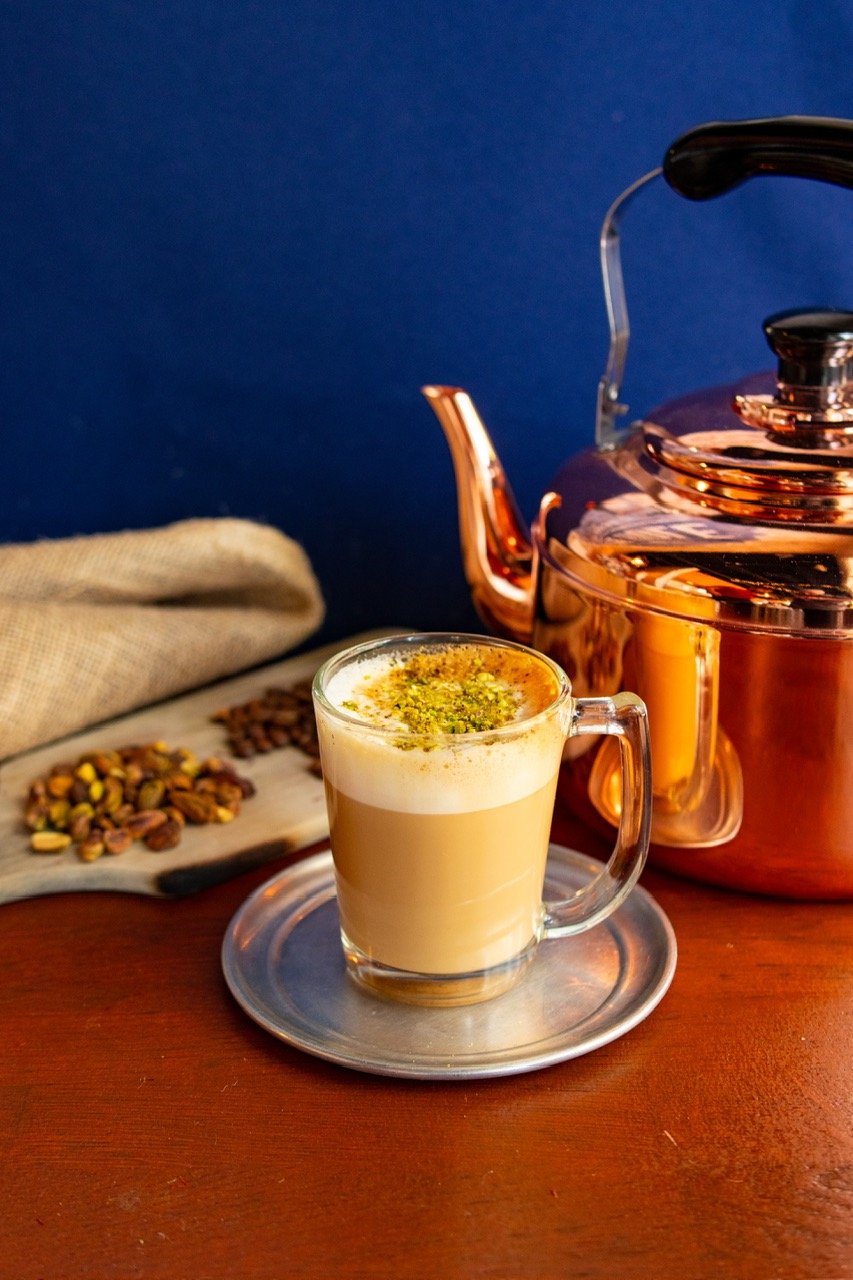 Best Spanish latte with Pistachio garnish at a Chai Shop