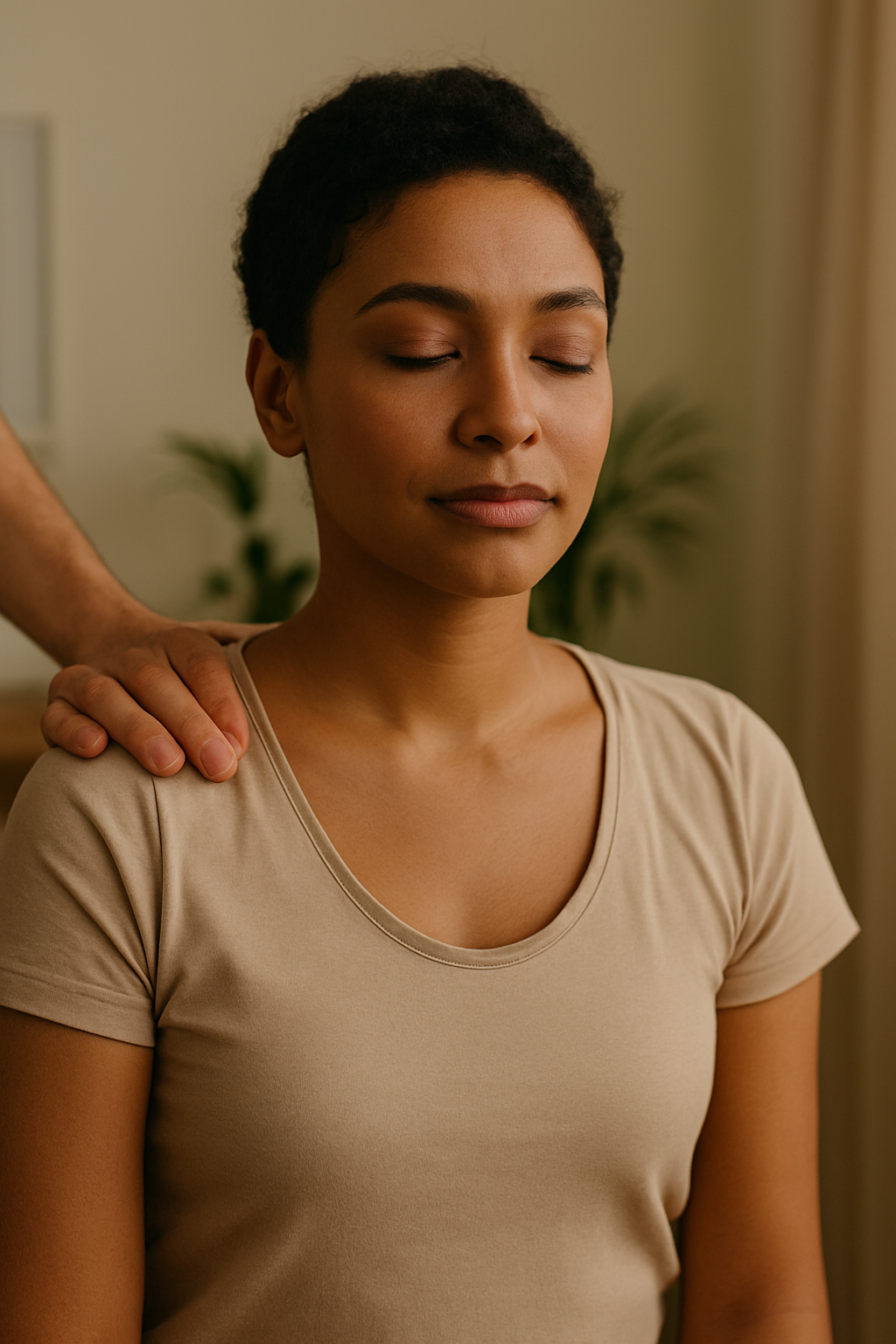 a woman getting a massage to help relieve the symptoms of menopause