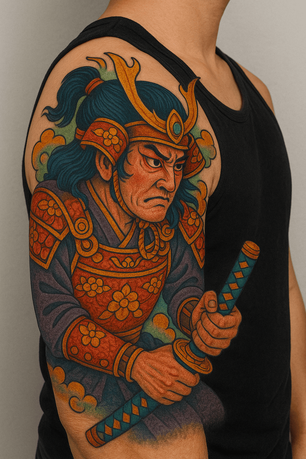 Tatuaje oriental de samurái – tatuador en Valencia