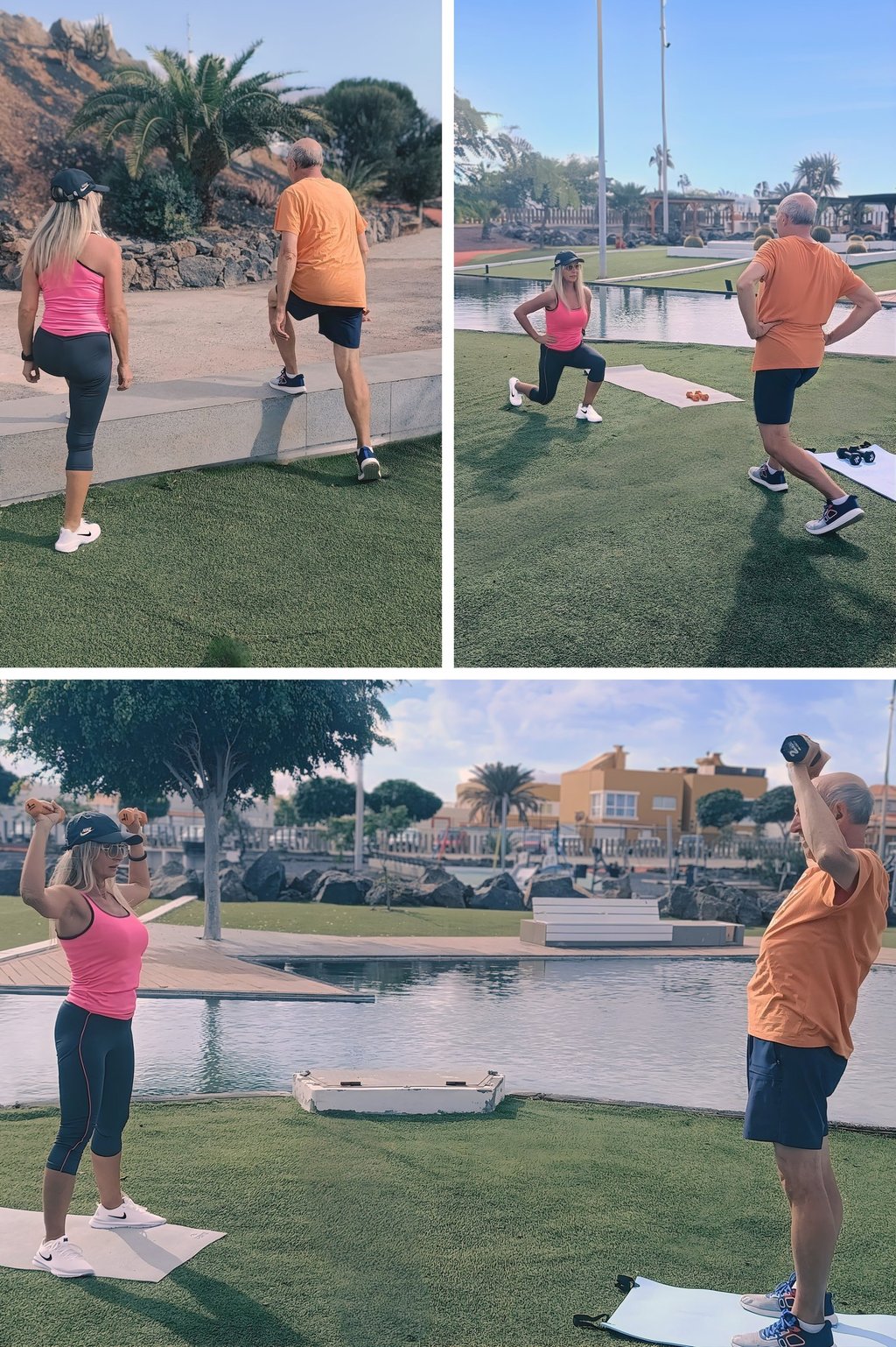 Valeria e cliente svolgono allenamento funzionale all’aperto su prato verde