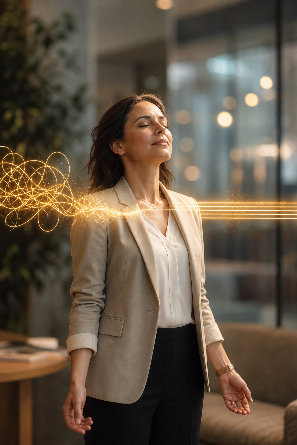 Femme sereine et détendue après séance gestion du stress - Focus Stress