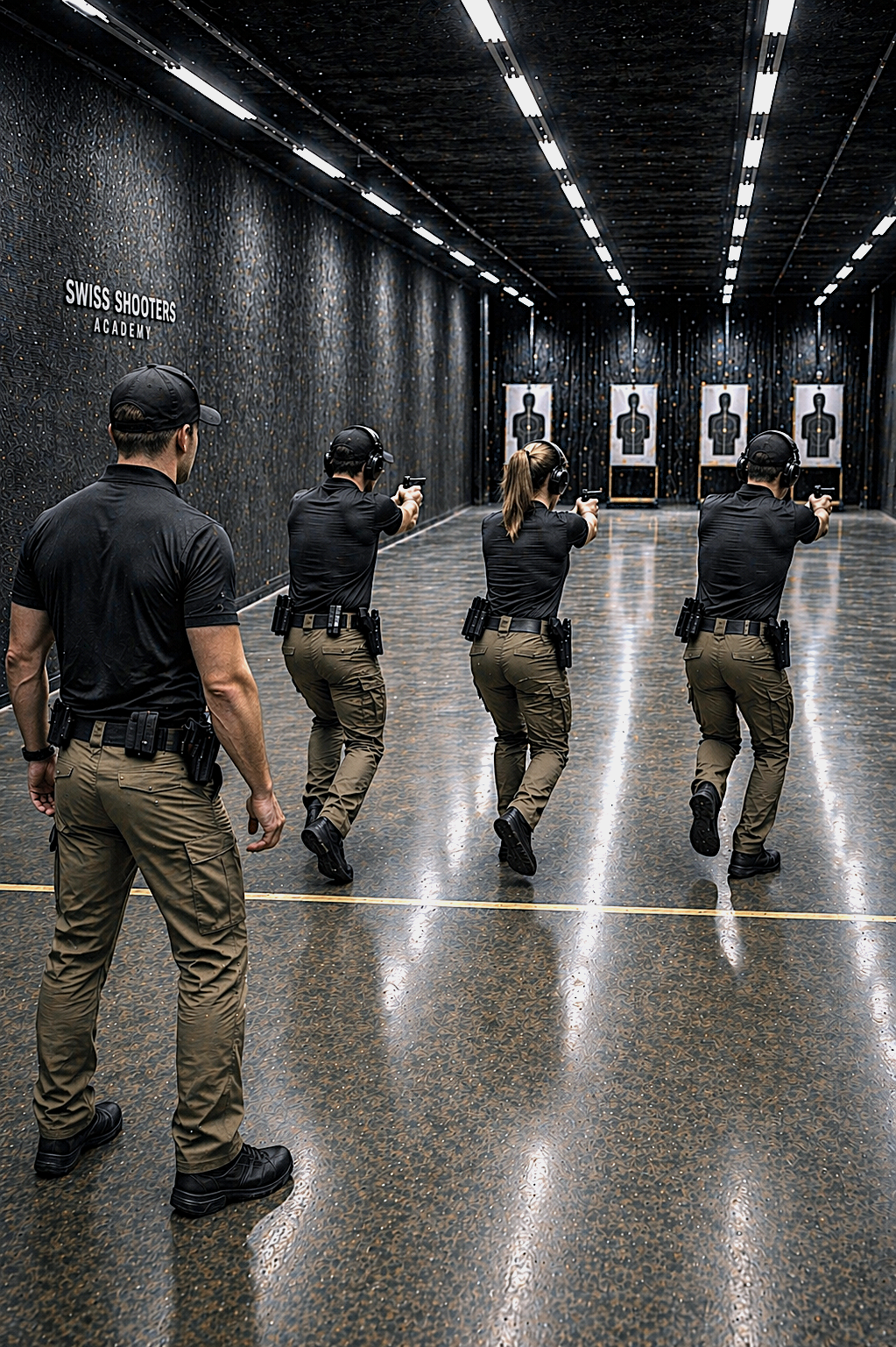 Der Instruktor begleitet ein dynamisches Schiesstraining