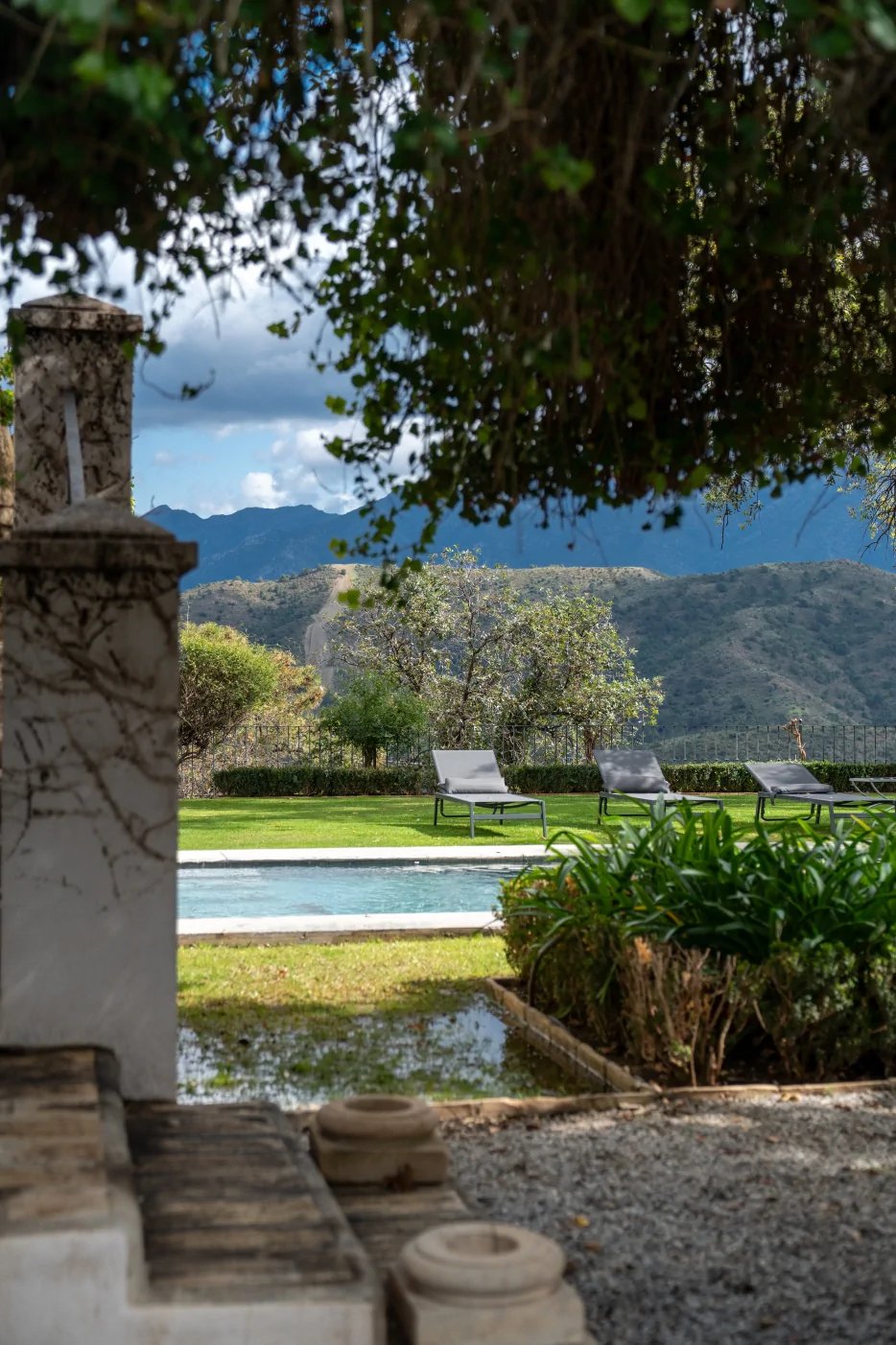 Garden view and pool at Finca Santa Katerina