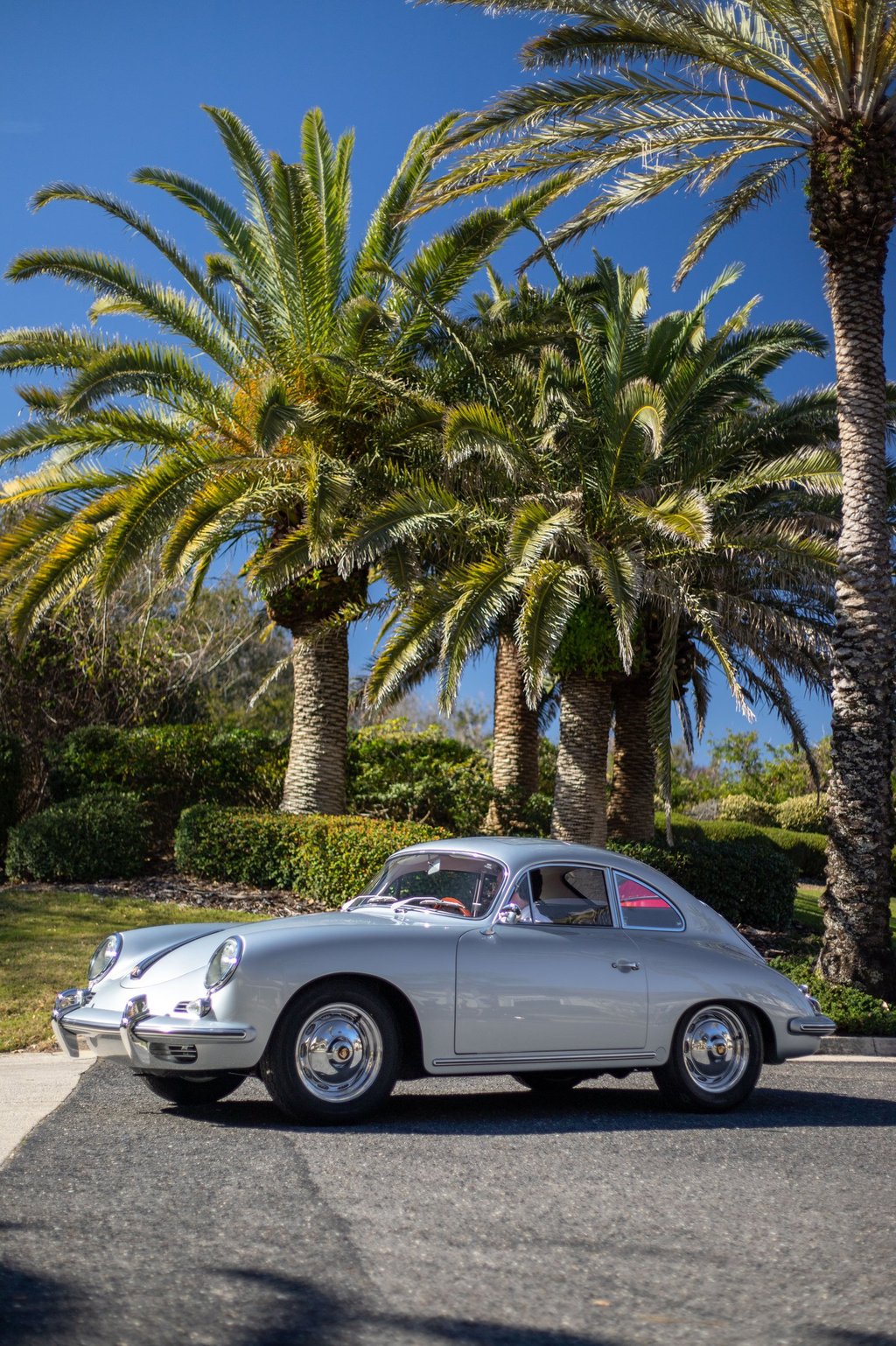 A 1960 Porsche 356B Super 90 with a pre-production sunroof option at Amelia Island Concours.