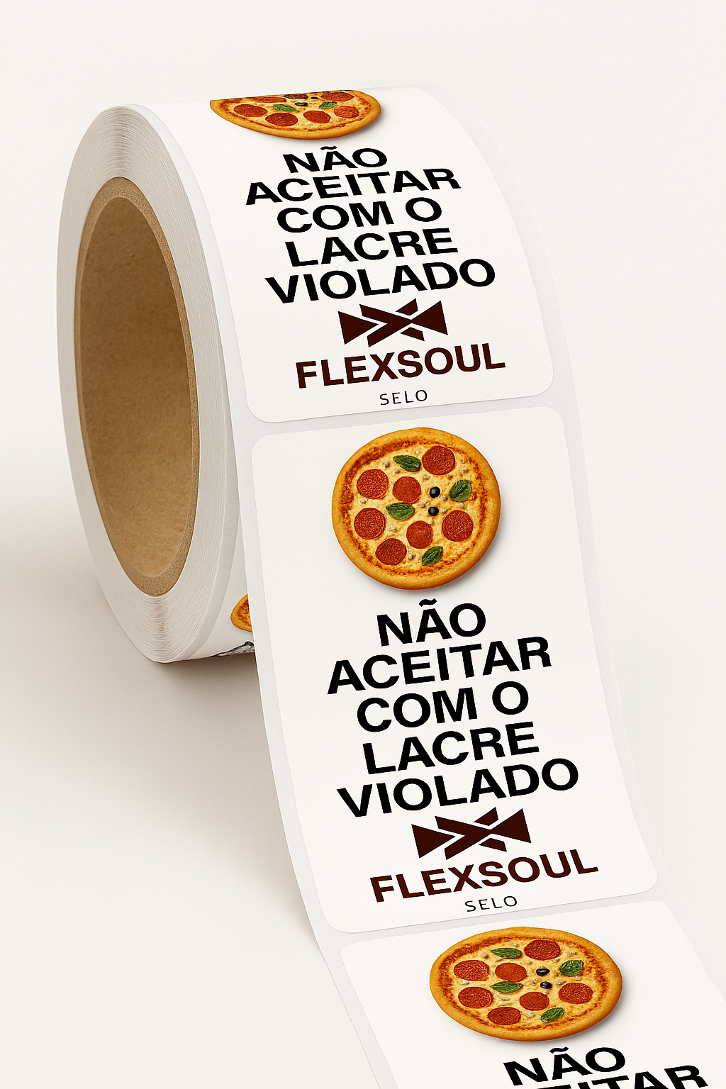 Imagem de um rolo de etiqueta de lacre de segurança.