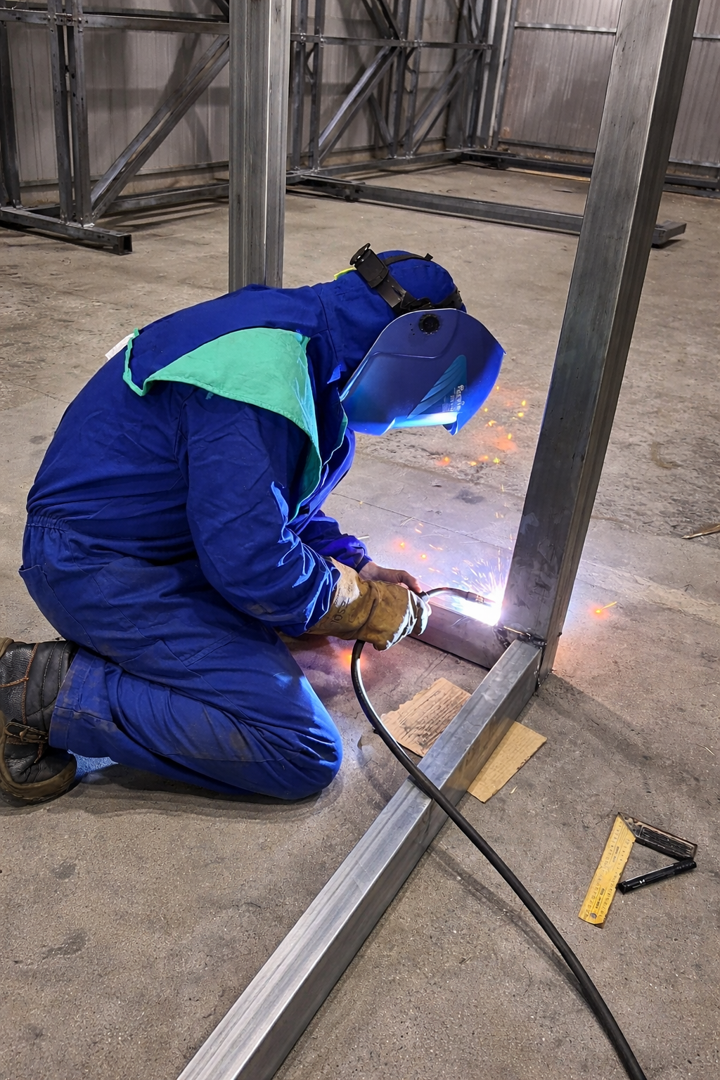 Proceso de soldadura profesional en estructura metálica en Vigo