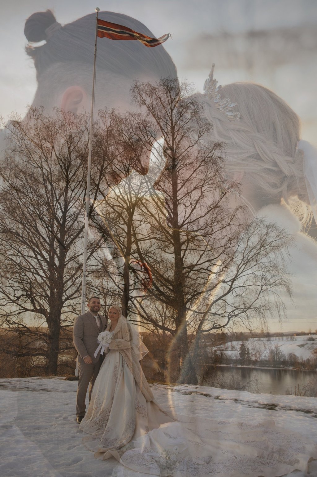 Bryllup dag i Vinter i Norge