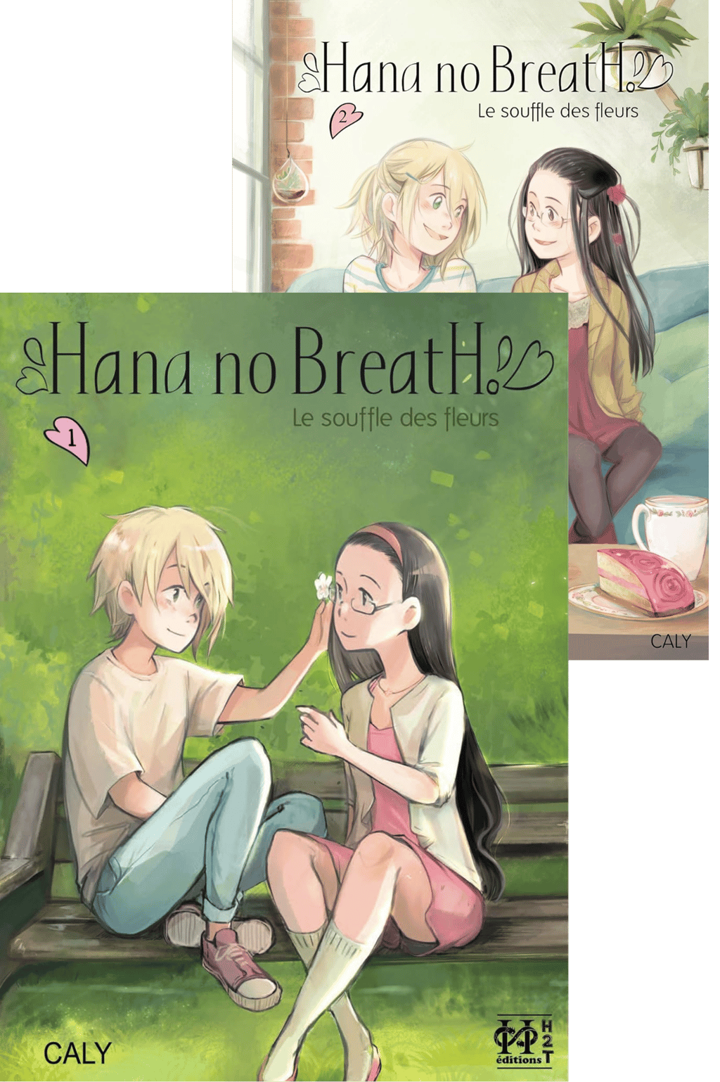 Premières de couverture des deux tomes du manga Hana no breath