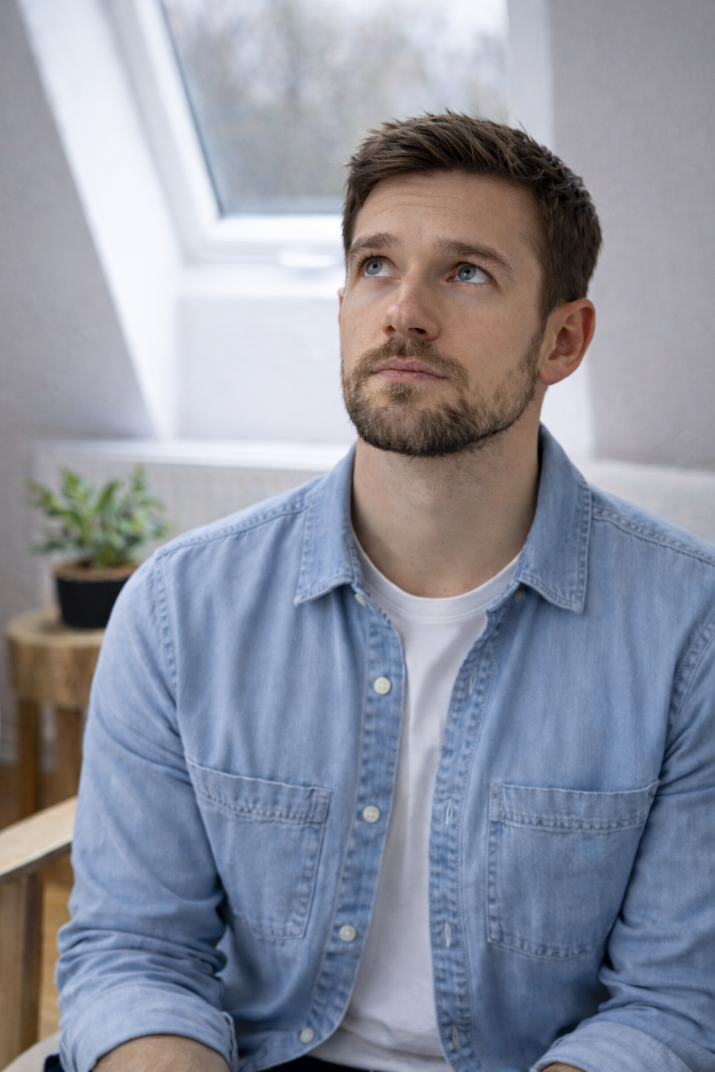 Ein Klient mit dem Blick nach rechts-oben gerichtet
