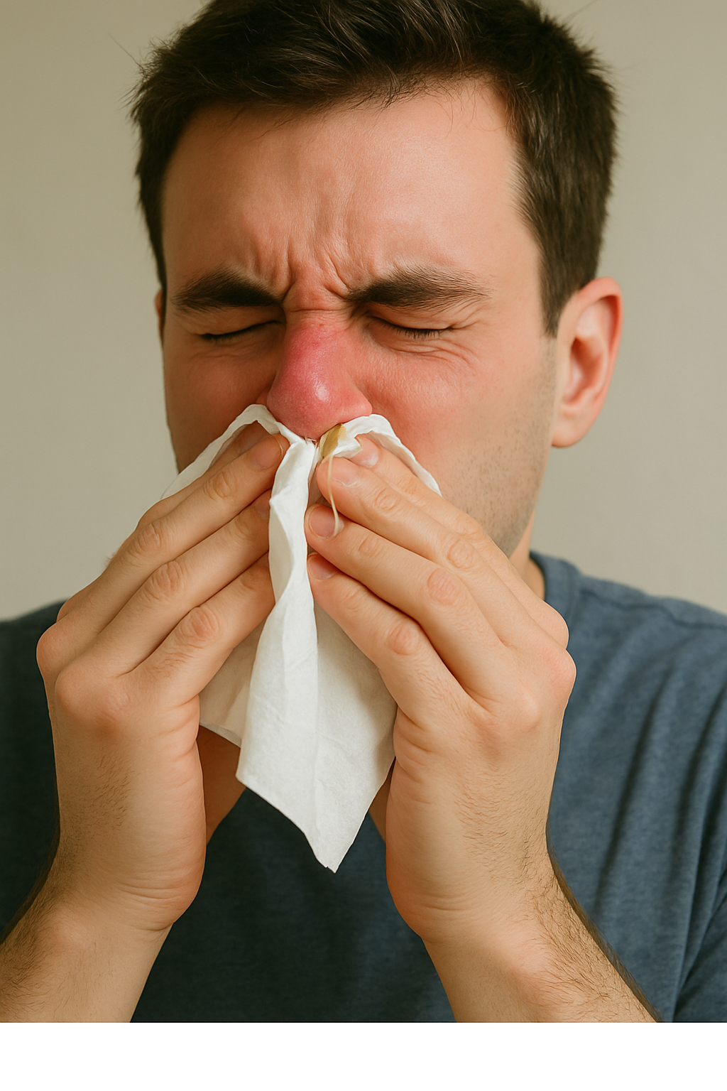 un hombro sonandose la nariz