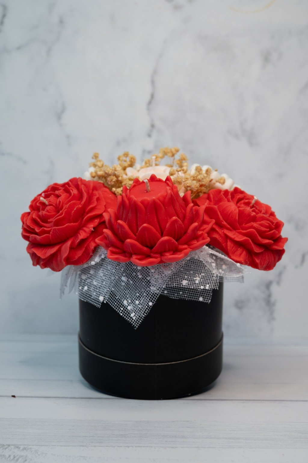Red candle bouquet