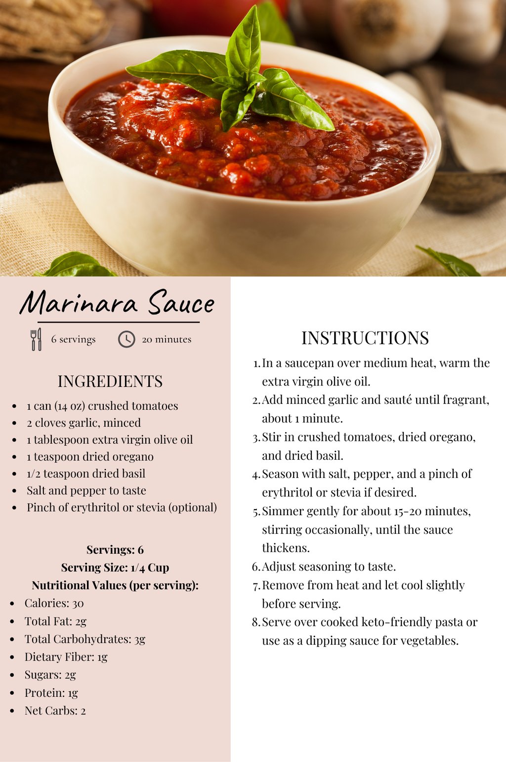 a recipe for marinara sauce with a recipe
