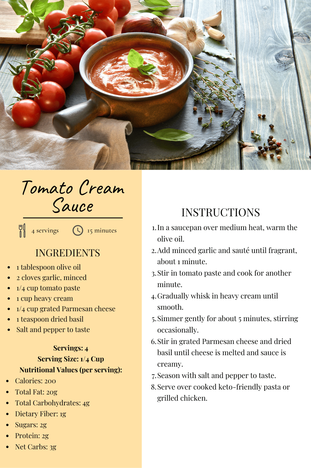 a recipe for tomato soup with a recipe
