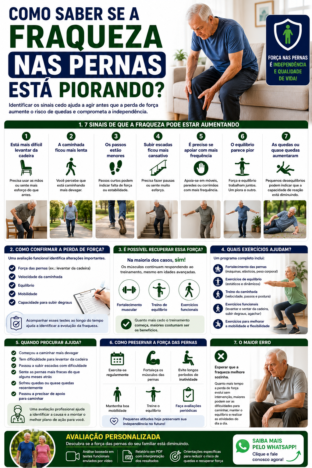 Como saber se a fraqueza nas pernas está piorando?