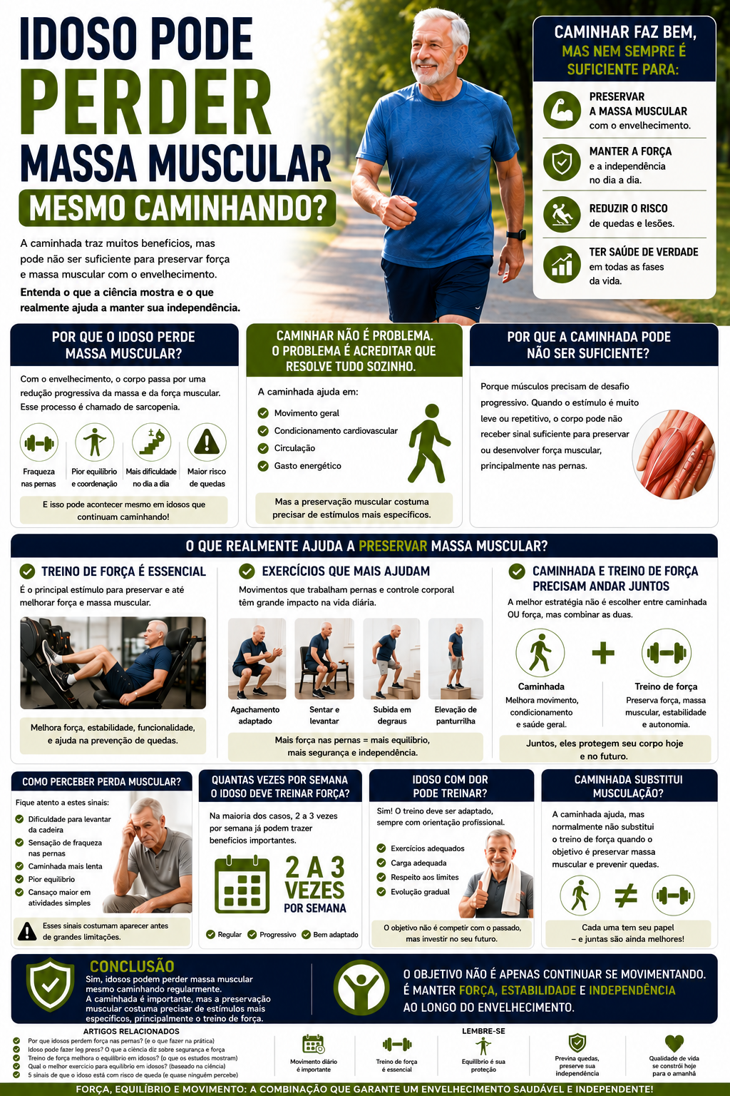 idoso pode perder massa muscular mesmo caminhando