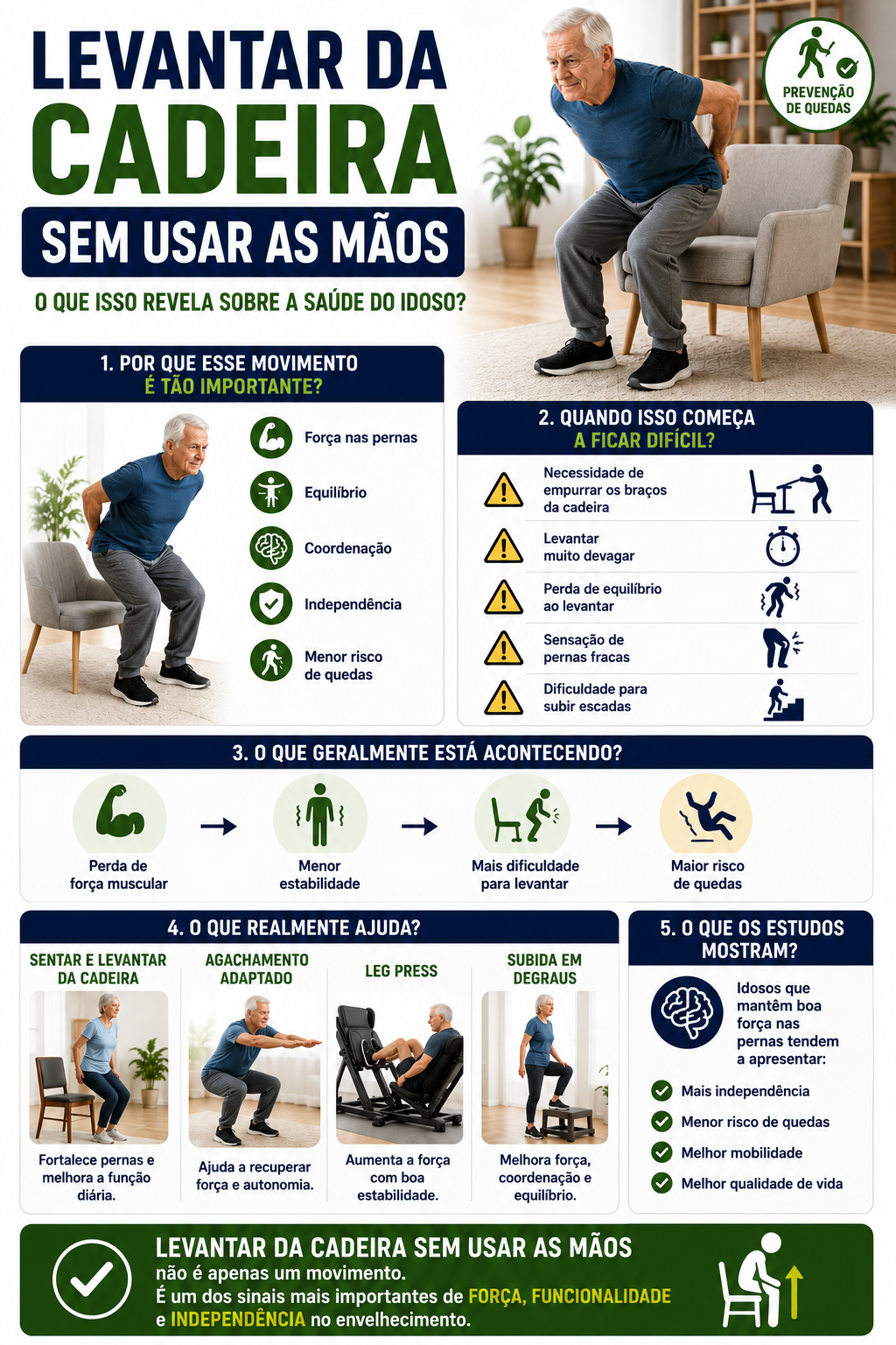 levantar da cadeira sem usar as maos o que isso revela sobre a saude do idoso