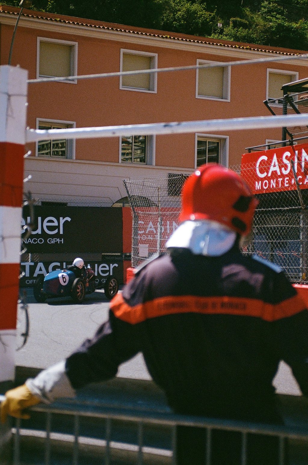 Race marshal watching pre-war Grand Prix cars race at Monaco