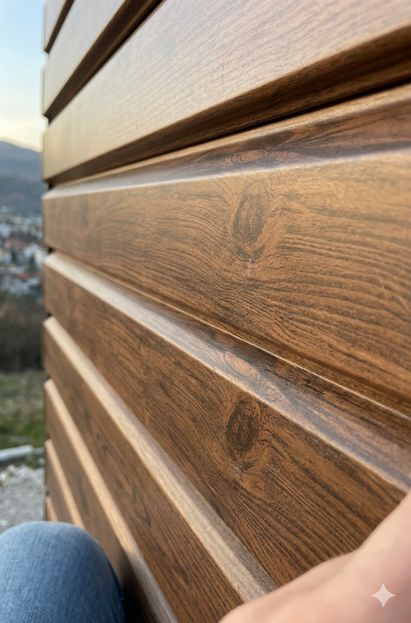 Fasadne plošče v izgledu temnega hrasta