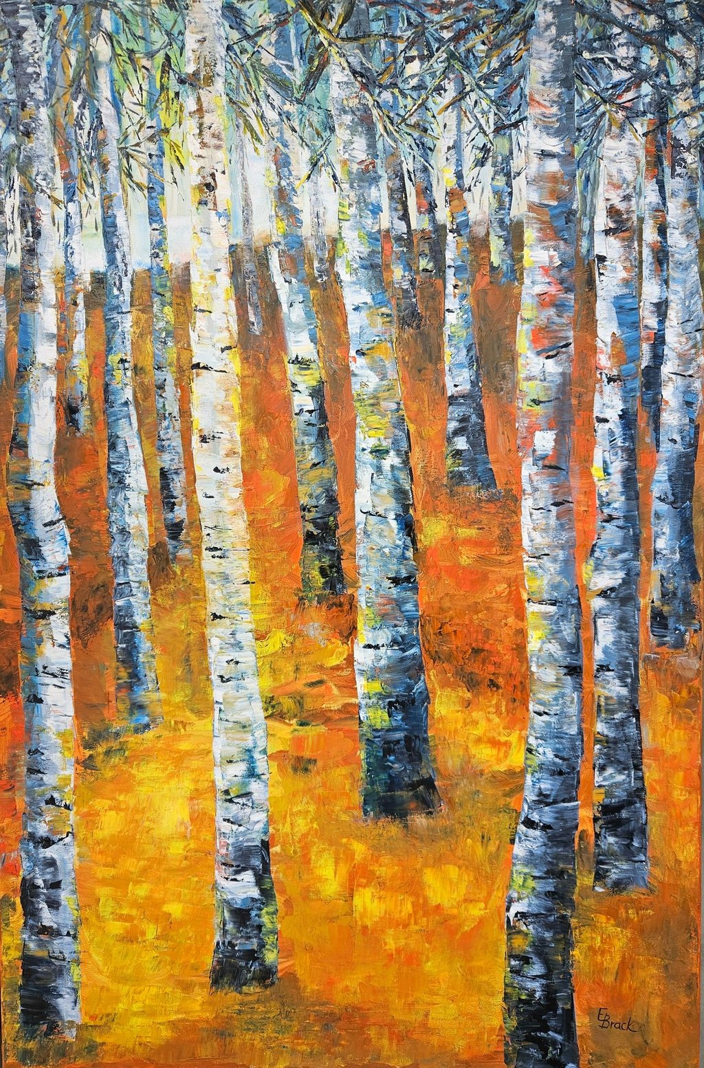 Spot on - Birch Series - Oil on canvas - Eve Brack