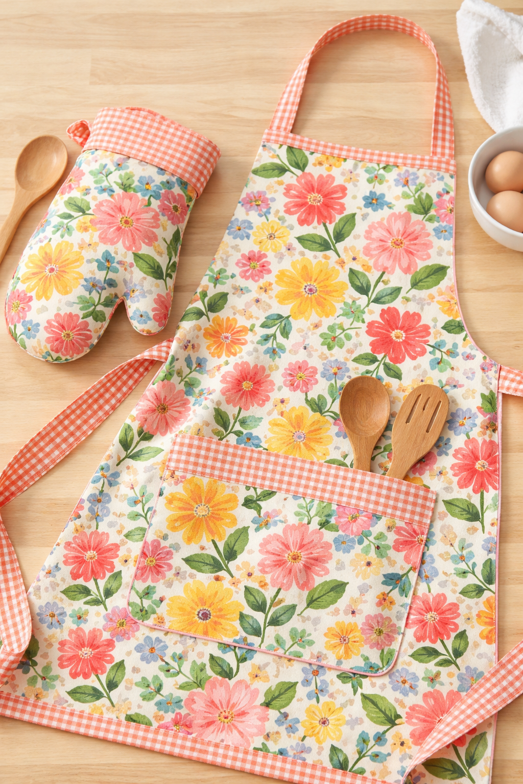 DIY lined oven mitt and fully lined apron sewing project.