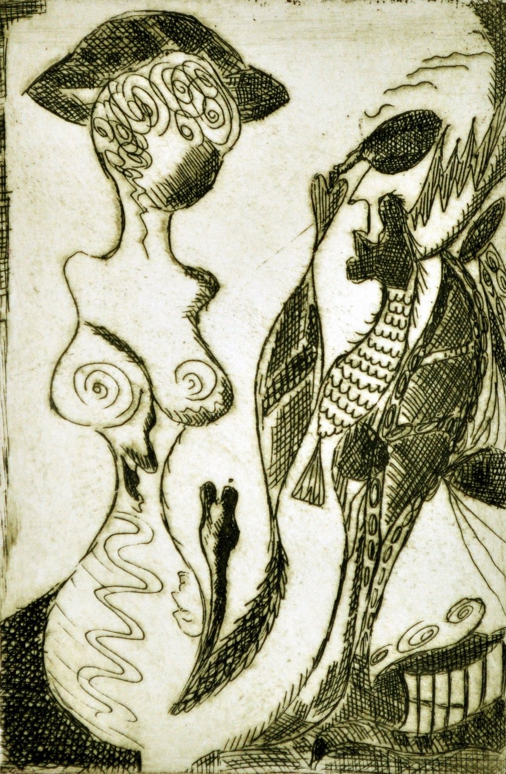 "Gorga Sax" Small Soft Ground Etching by Kristina Lee, 2010