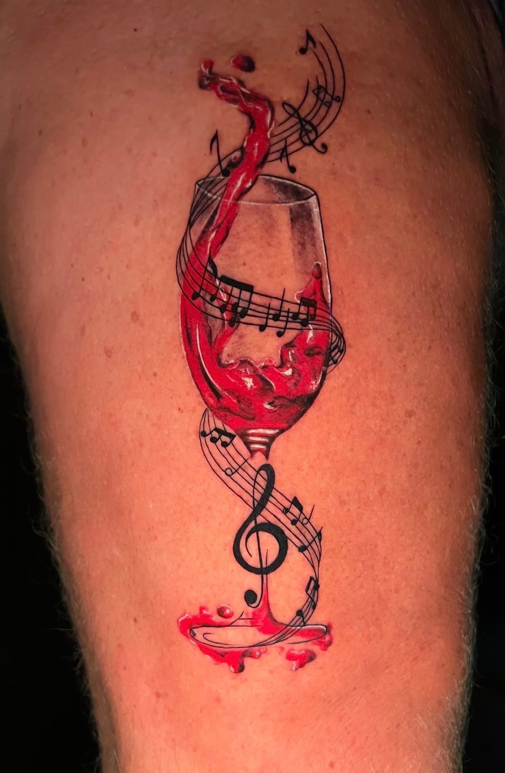 Color traditional tattoo on calf — Hurghada Tattoo Studio