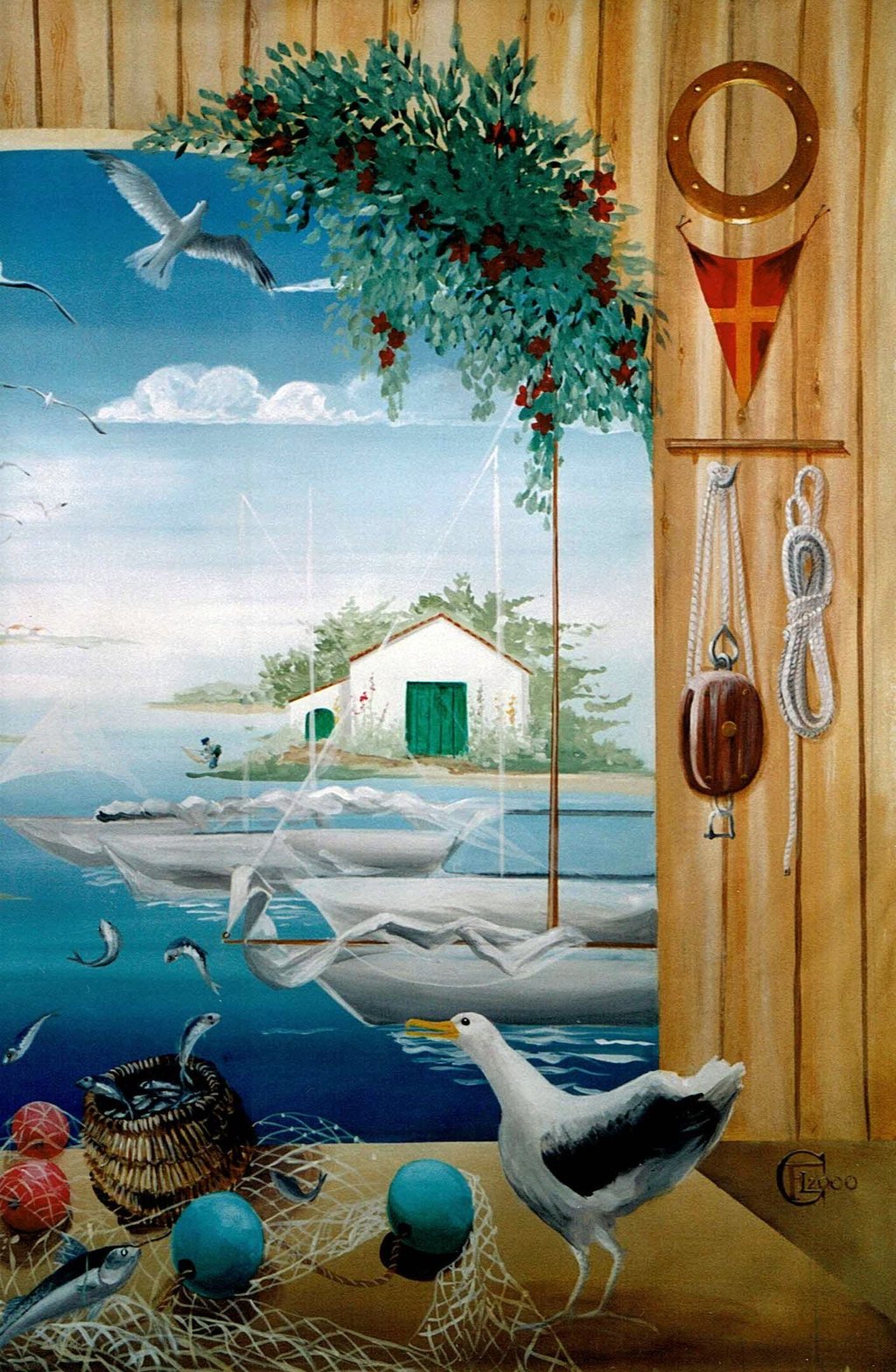 Trompe l’œil sur un thème maritime (détail)