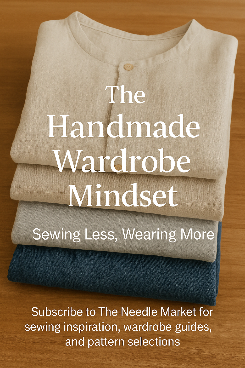 Folded handmade garments in soft neutral fabrics.