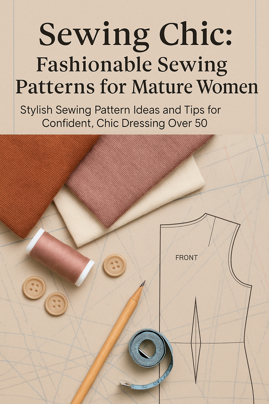  Sewing patterns and fabrics for chic women’s clothing over 50. 