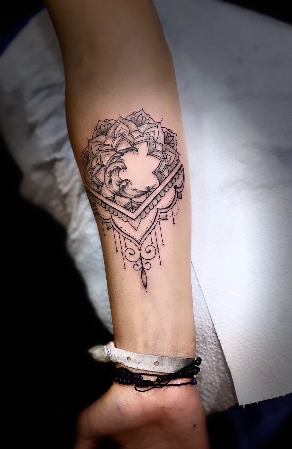 Dotwork mandala tattoo on forearm — Hurghada Tattoo Studio