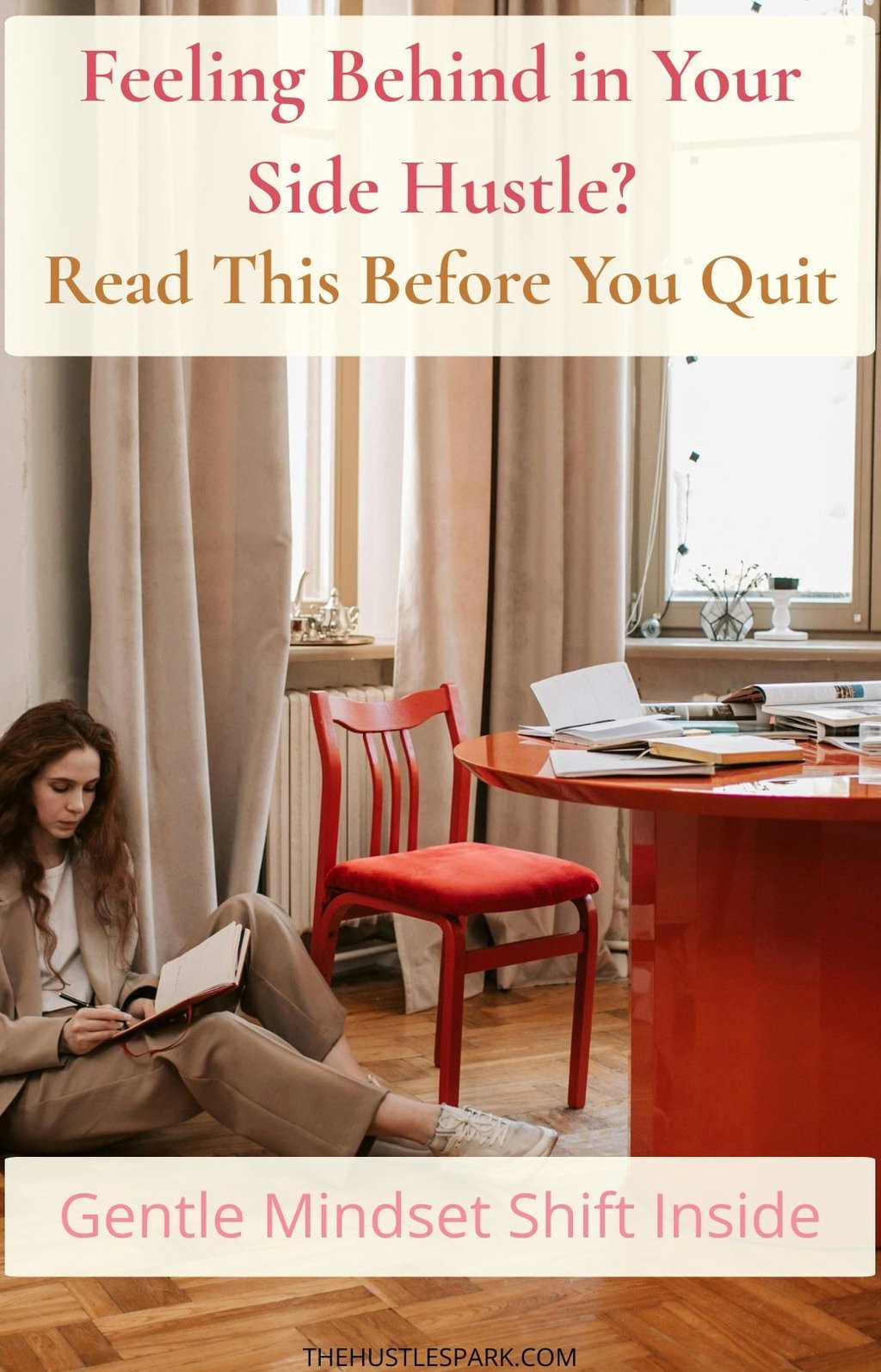 woman looking to tWoman reflecting on Felt Behind. Then she Remembered Why she Started. SIDE HUSTLE MINDSET SUPPORT
