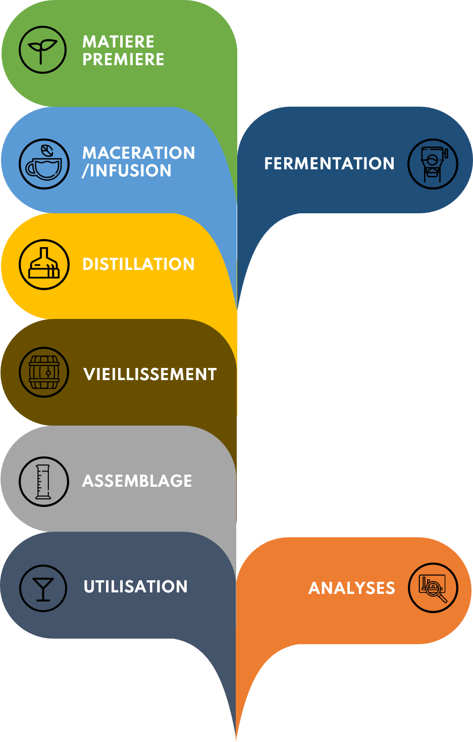 Procédé de fabrication de spiritueux et domaines de compétences