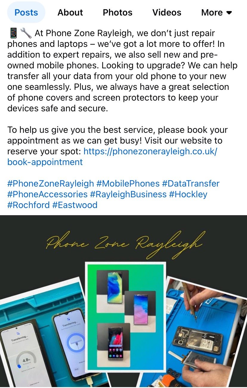 At Phone Zone Rayleigh we also sell new and pre-owned phones and tablets with data transfer
