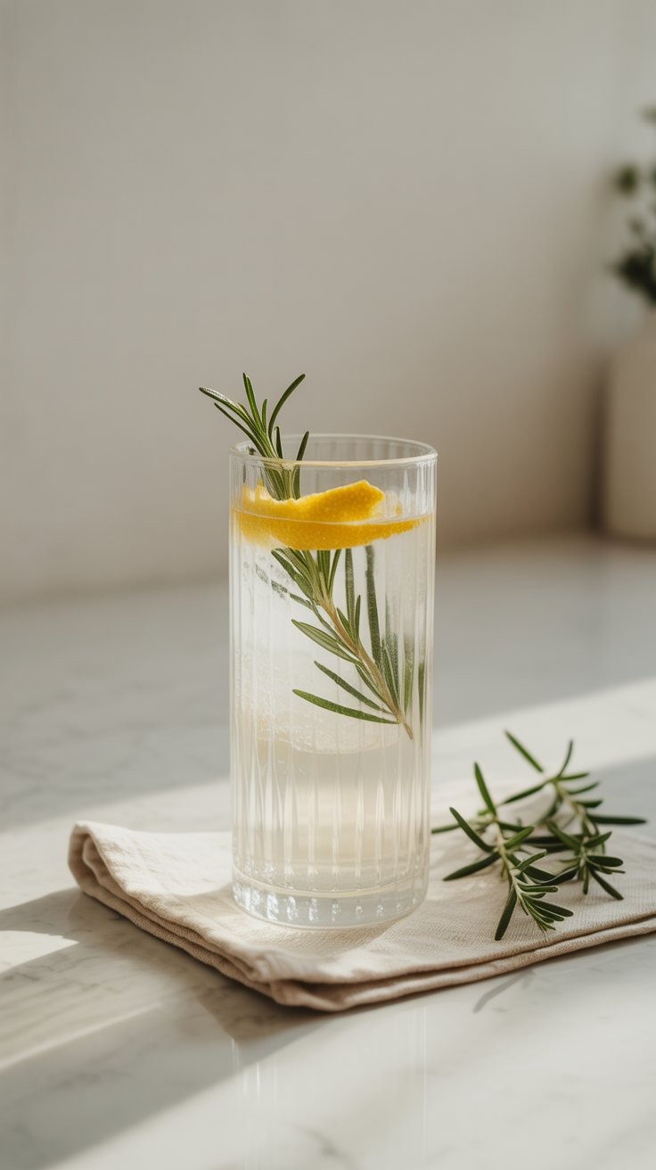 a glass of water with a lemon wedged in it