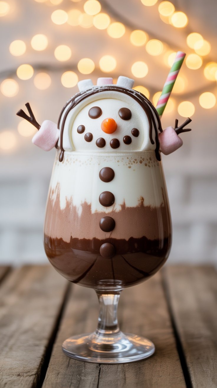 a chocolate milkshake with marshmallows and marshmallows